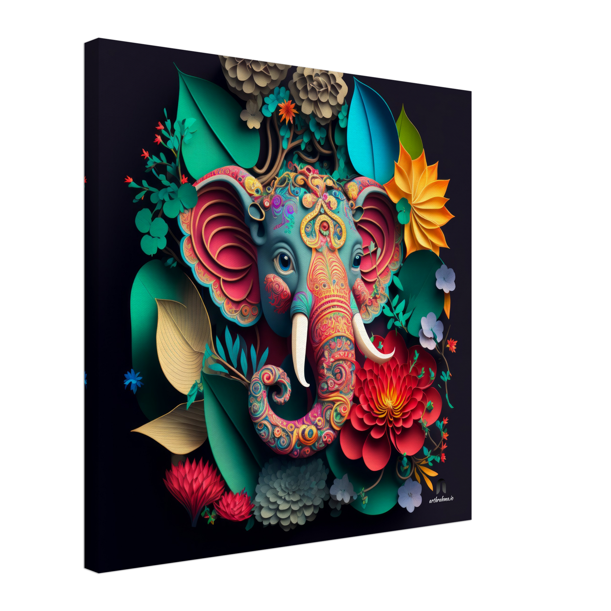 Vibrant Ganesha Wall Art Canvas - Bring Serenity to Your Home ( XL Canvas Sizes )