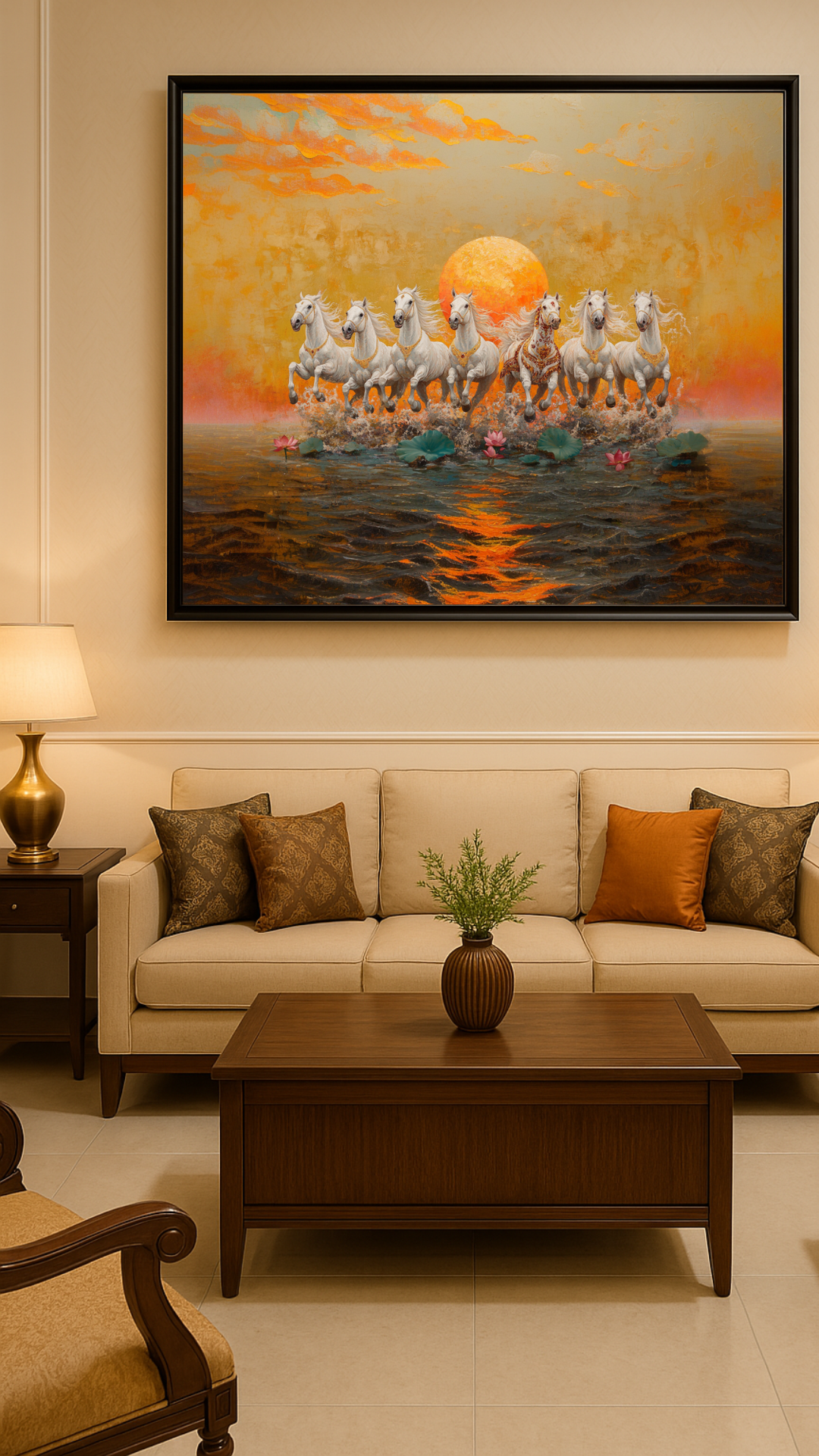 7 Horses at Sunrise Vastu Wall Art ( XL Canvas Sizes ) - Brings Success and Progress to your Business and Career