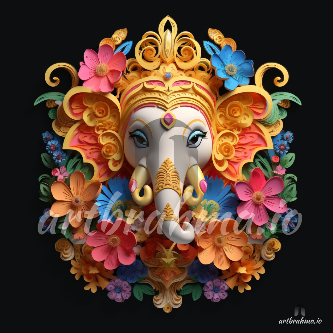 Vibrant Ganesha Wall Art Canvas - Bring Serenity to Your Home ( XL Sizes )