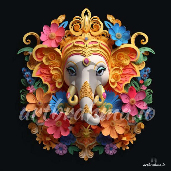 Ganesh in Bloom（ガネーシャ・イン・ブルーム） Polyresin Blue Lotus Ganesha Smoke Backflow Incense Cone