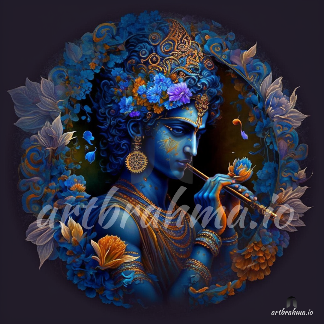 Krishna's Divine Melodies - Bring Serenity to Your Home ( XL Canvas Sizes )