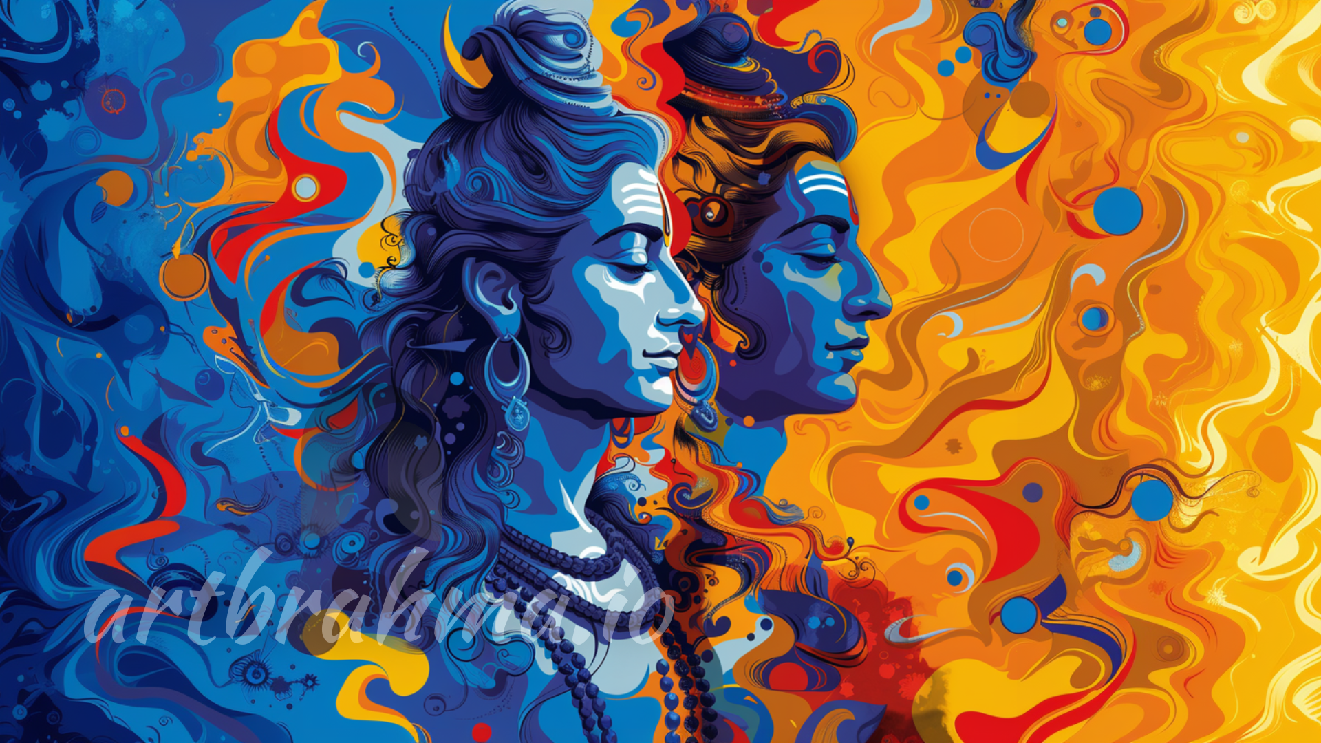 Duality of Shiva Vibrant Depiction of Divine Harmony Wall Art ( XL Canvas Sizes )