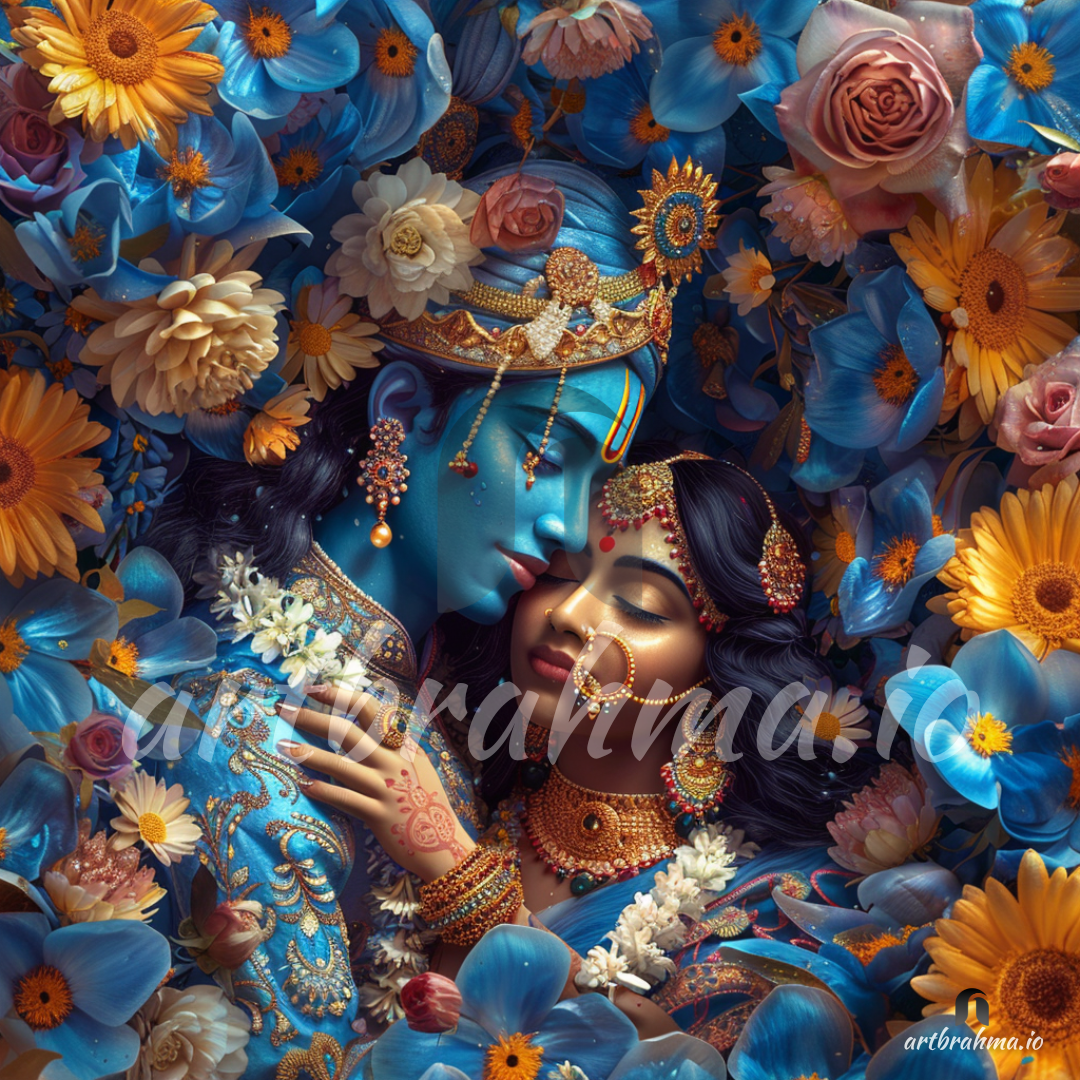 Radha & Krishna's Divine Embrace - Invite Eternal Love & Gratitude ( XL Canvas Sizes )