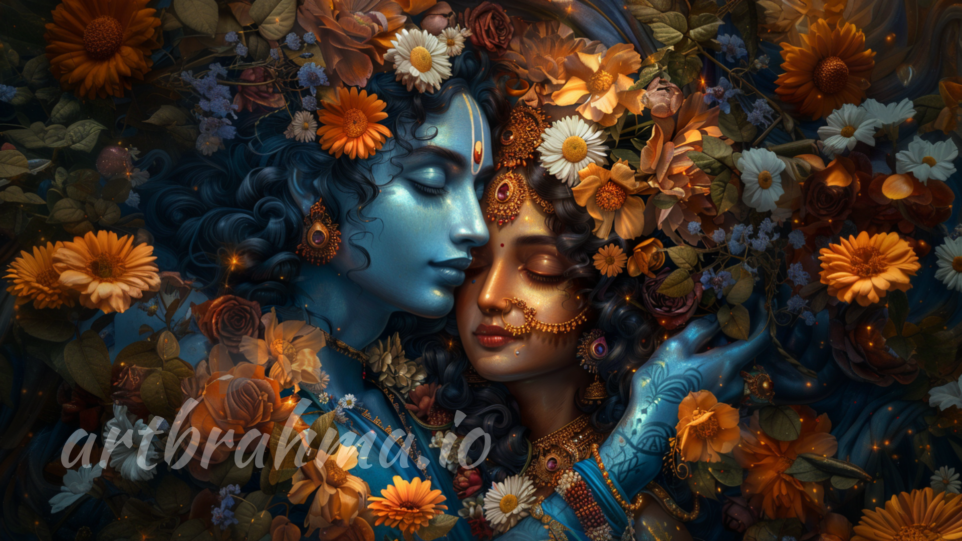 Radha & Krishna's Divine Embrace - Invite Eternal Love & Gratitude ( XL Canvas Sizes )